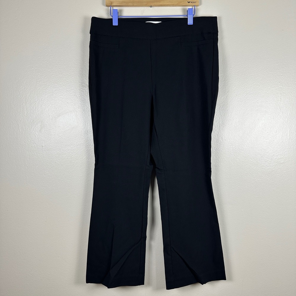 Liz Claiborne Womens 8 Lisa Kick Flare Crop Black Slimming Tummy Panel Pants NEW